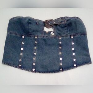 Cherry Mellow Y2K Denim Embellished Corset With Belt Size XL